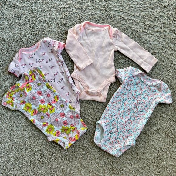 Newborn Pink & Florals Bodysuit Bundle (3-Pack) - Cat & Jack, Just One You - Picture 1 of 12